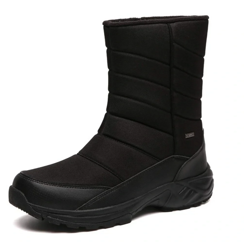 SILENTCARE Mens Winter Mid-Calf Snow Boot Fur Warm Waterproof Slip On | NEW/NWOB